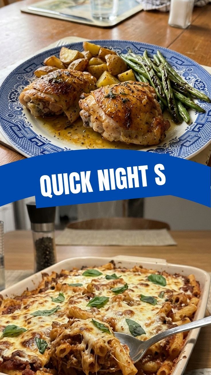 A colorful, easy school night dinner prepared for the family, emphasizing convenience.
