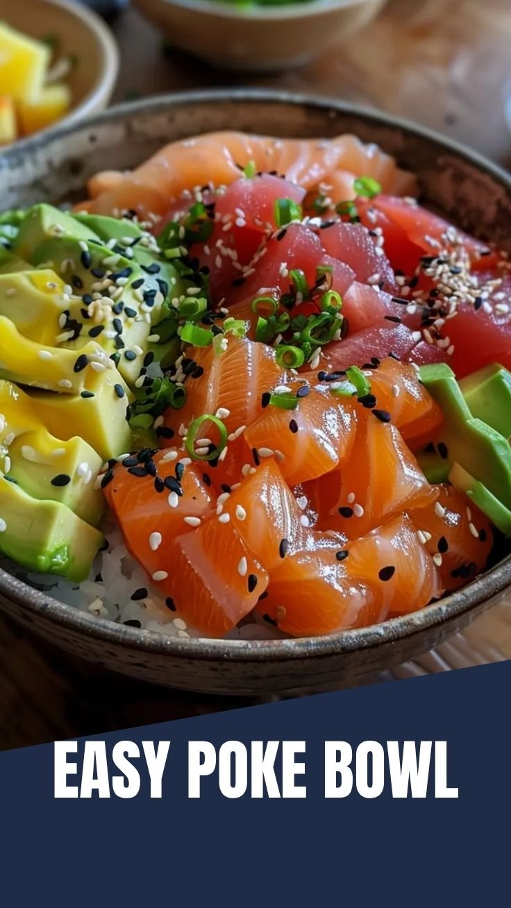 Fresh Poke Bowl ingredients arranged neatly