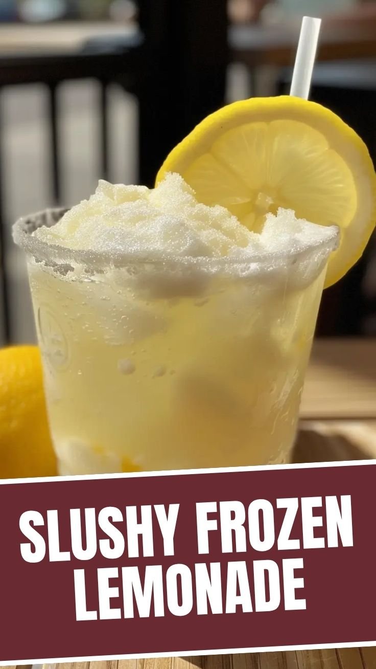Icy frozen lemonade in a glass
