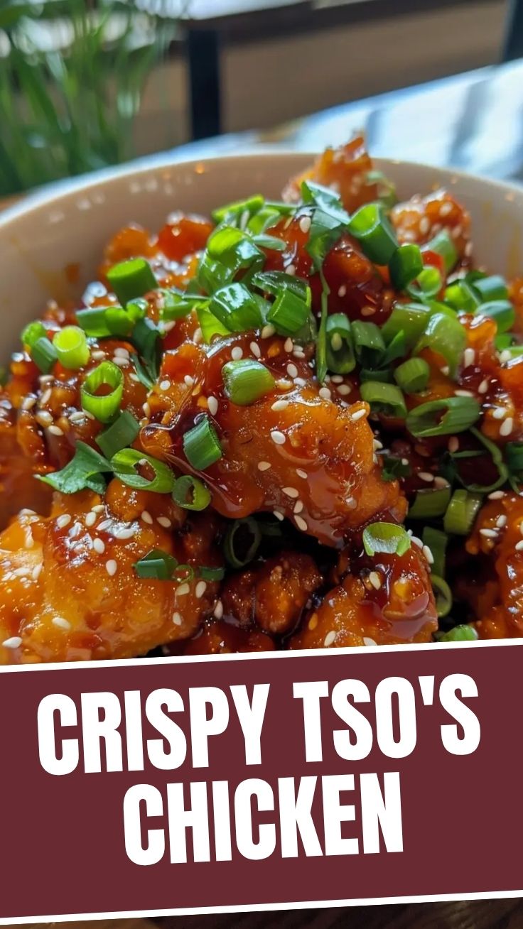 A plate of General Tso's Chicken, glistening with sauce and garnished with green onions