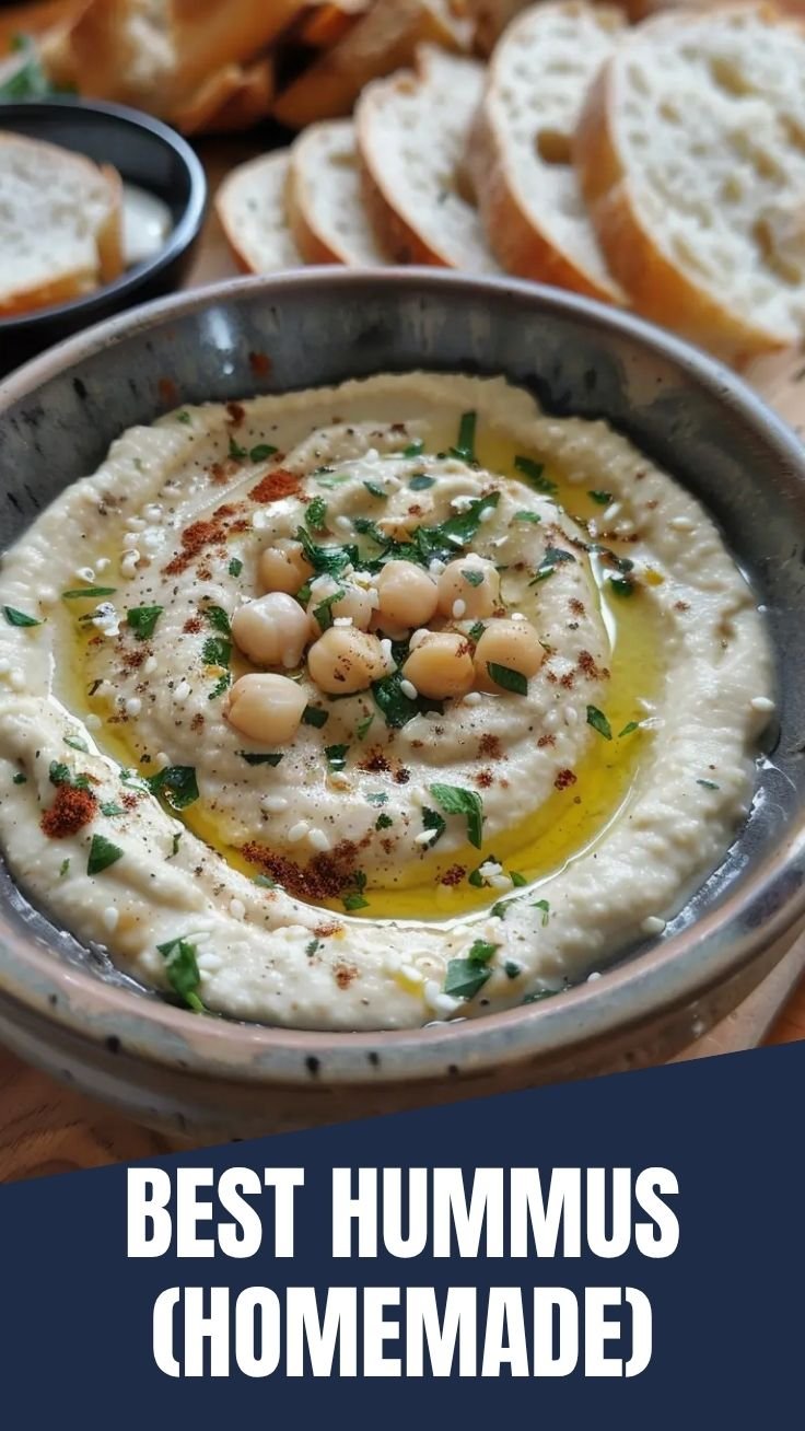 Creamy homemade hummus in a bowl with olive oil drizzle and paprika