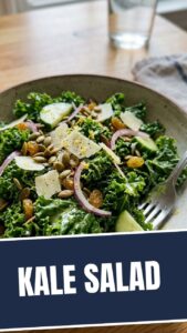 A vibrant kale salad drizzled with a rich lemon dressing