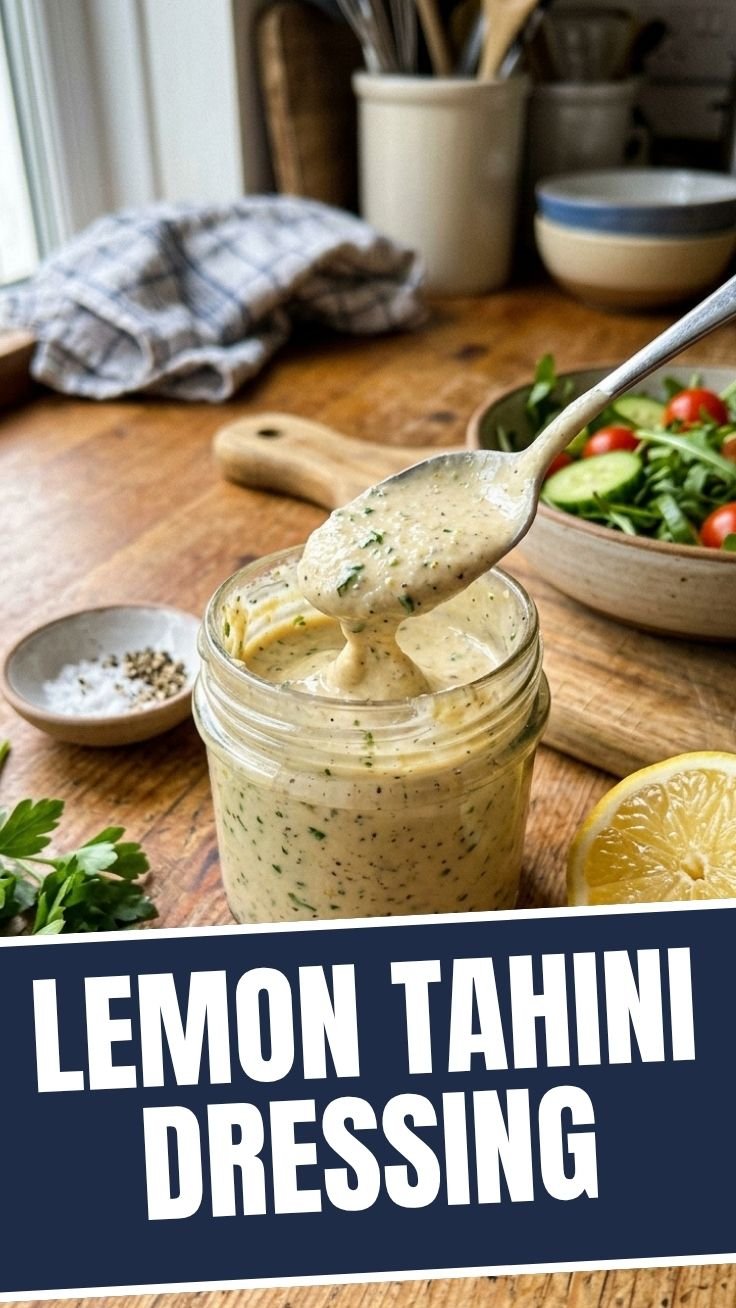 Lemon Tahini Dressing in a bowl