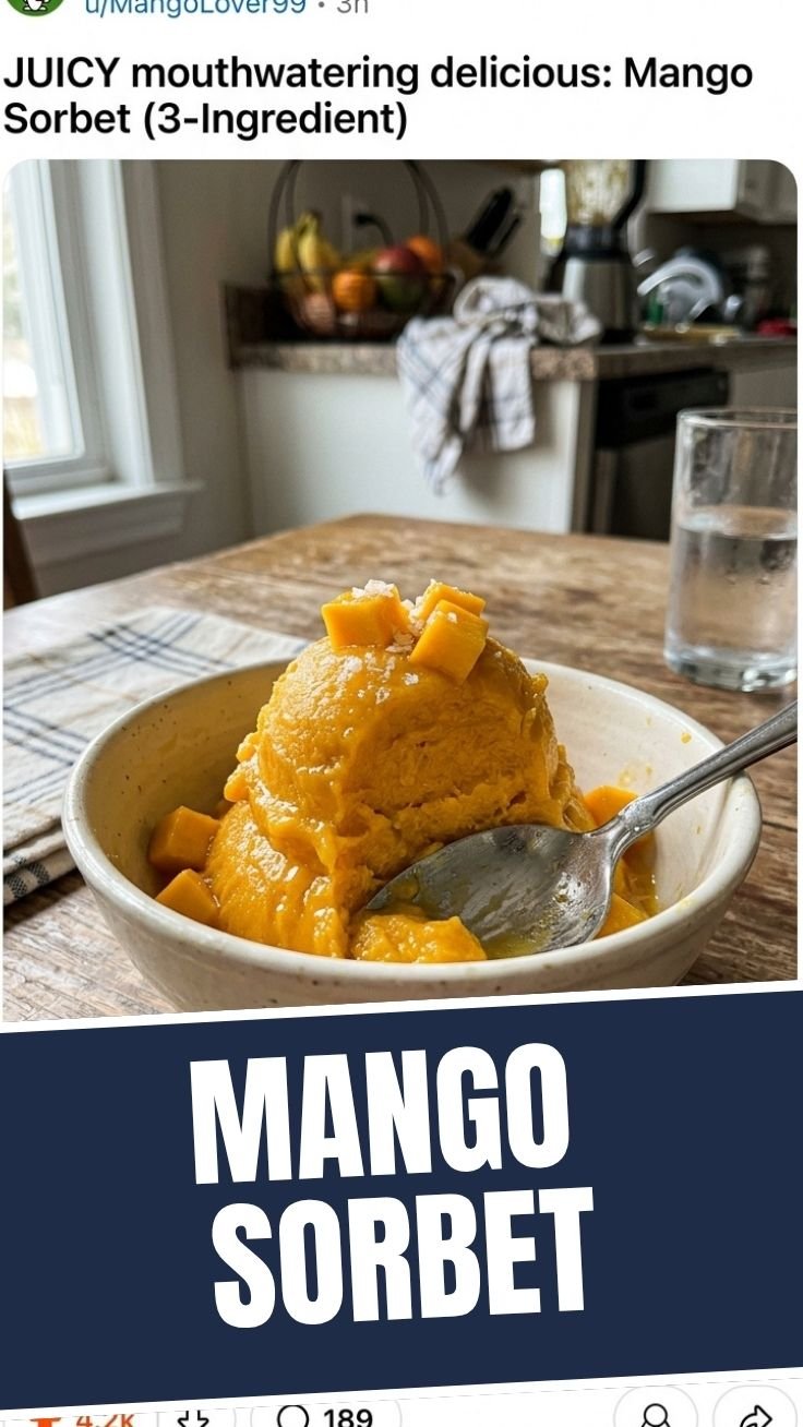 Vibrant mango sorbet in a bowl