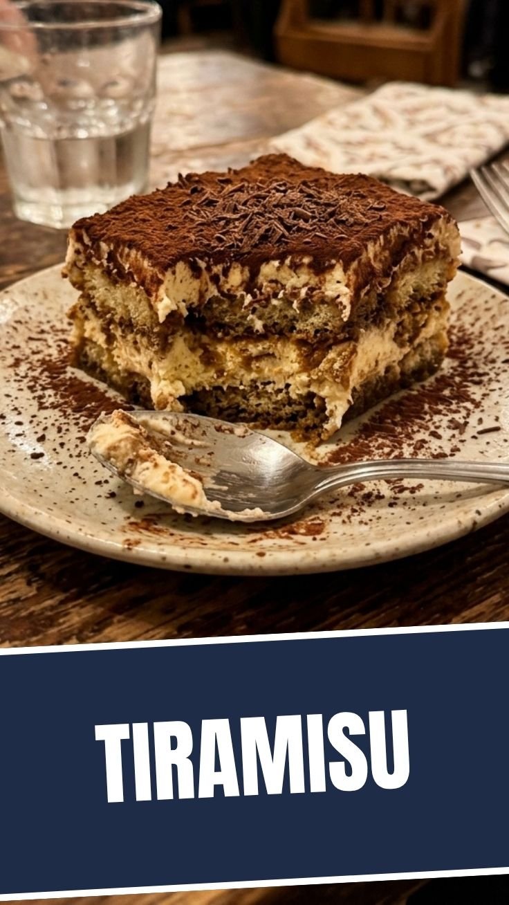 Perfect tiramisu treat with creamy layers and cocoa dusting