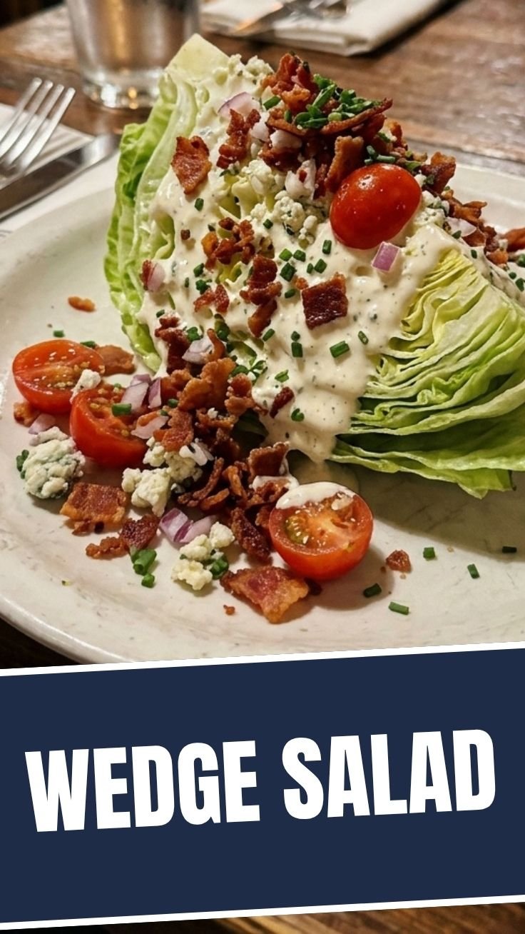 Perfect Wedge Salad with blue cheese dressing and bacon crumbles