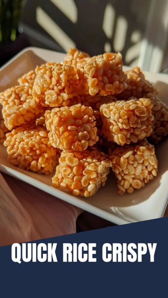 A close-up of a homemade Rice Crispy Treat, showing its marshmallow texture.
