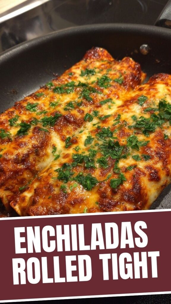 Platter of savory chicken or beef enchiladas topped with cheese and sauce.