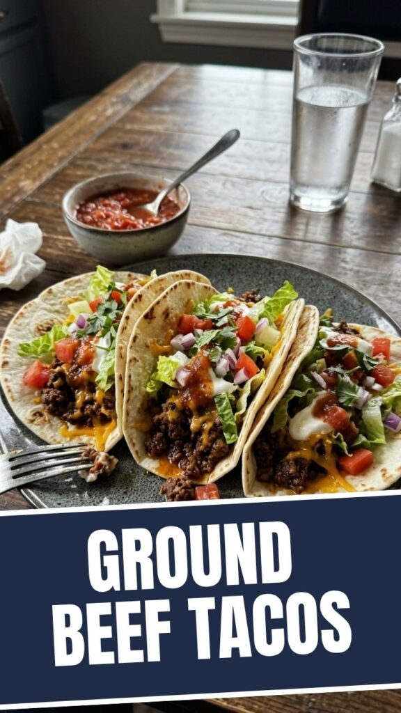 Delicious ground beef tacos with fresh toppings