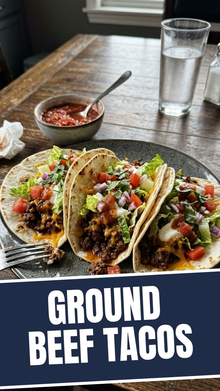 Delicious ground beef tacos with fresh toppings