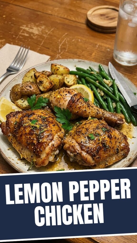 A serving of savory lemon pepper chicken, perfectly seasoned and cooked.