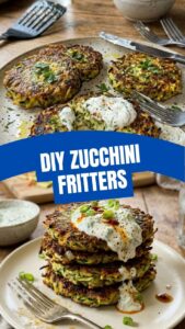 A plate of golden-brown zucchini fritters, perfectly cooked and ready to serve.