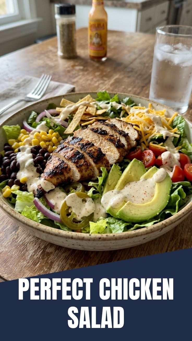 A vibrant Southwest Chicken Salad with grilled corn and black beans.