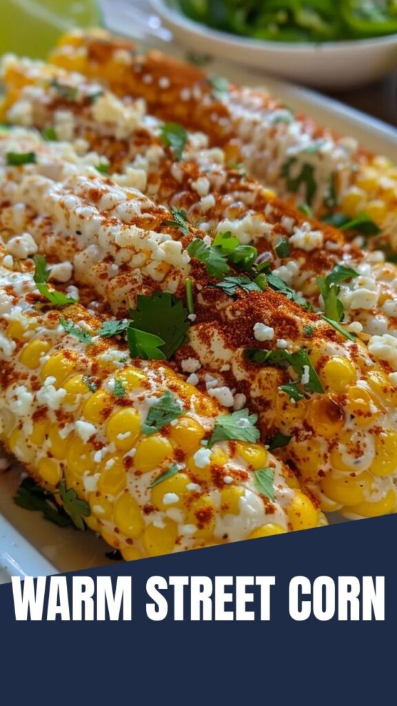 A close-up of grilled street corn (Elote) with cotija cheese and mayonnaise, ready to eat.