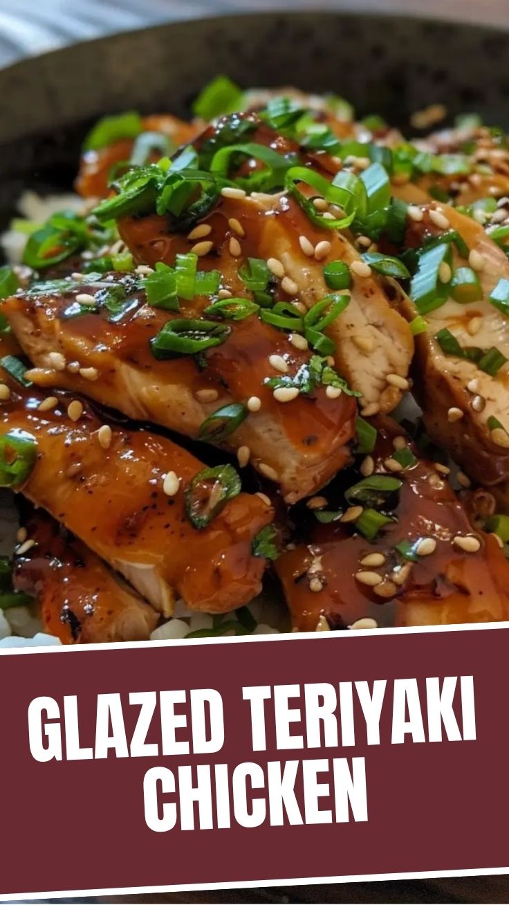A plate of savory teriyaki chicken garnished with sesame seeds and green onions