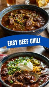 A hot bowl of hearty Texas beef chili, rich with meat and spices.