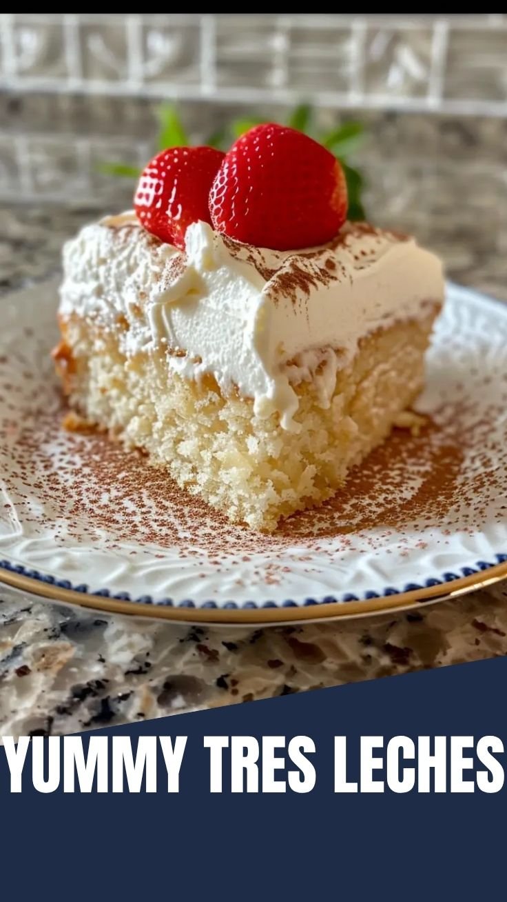 Tres Leches Cake with whipped cream