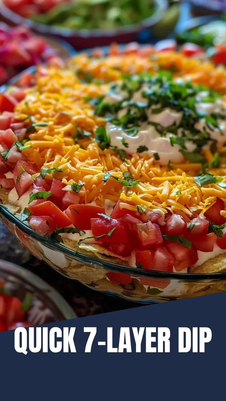 7-Layer Dip layers in a glass dish