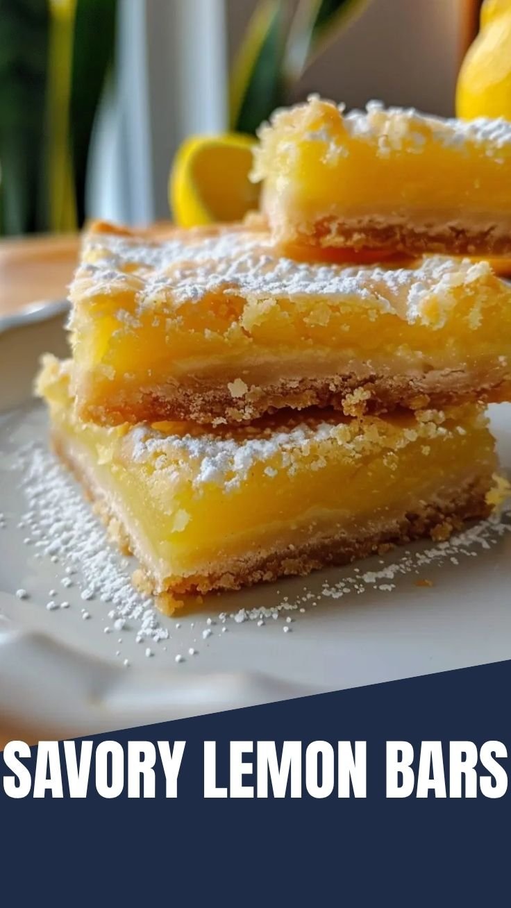 Lemon bars with powdered sugar on a cooling rack
