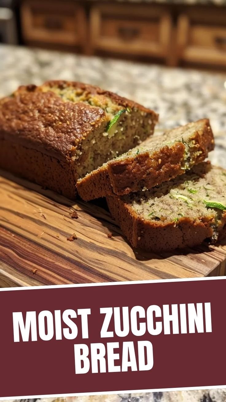 Freshly baked zucchini bread cooling on a wire rack