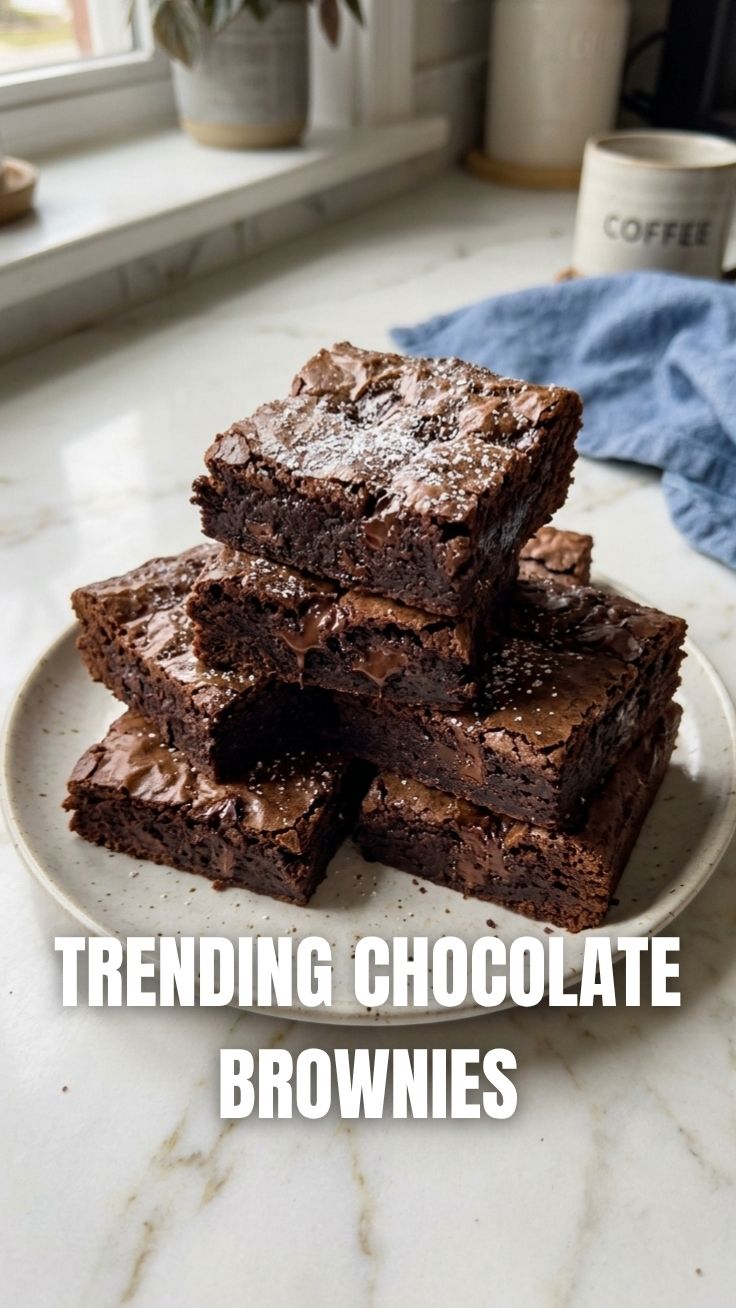 A plate stacked with rich, fudgy chocolate brownies