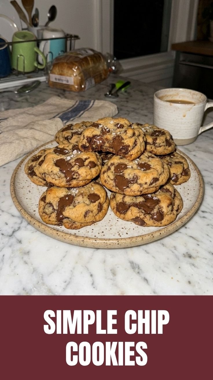 Warm chocolate chip cookies with melted chocolate chips
