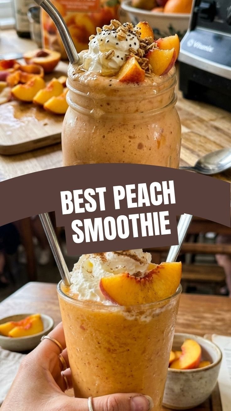 Delicious peach smoothie in a glass