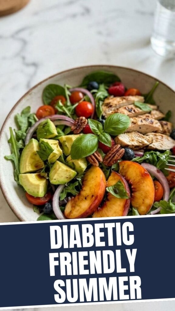 A vibrant array of diabetic friendly summer recipes beautifully arranged