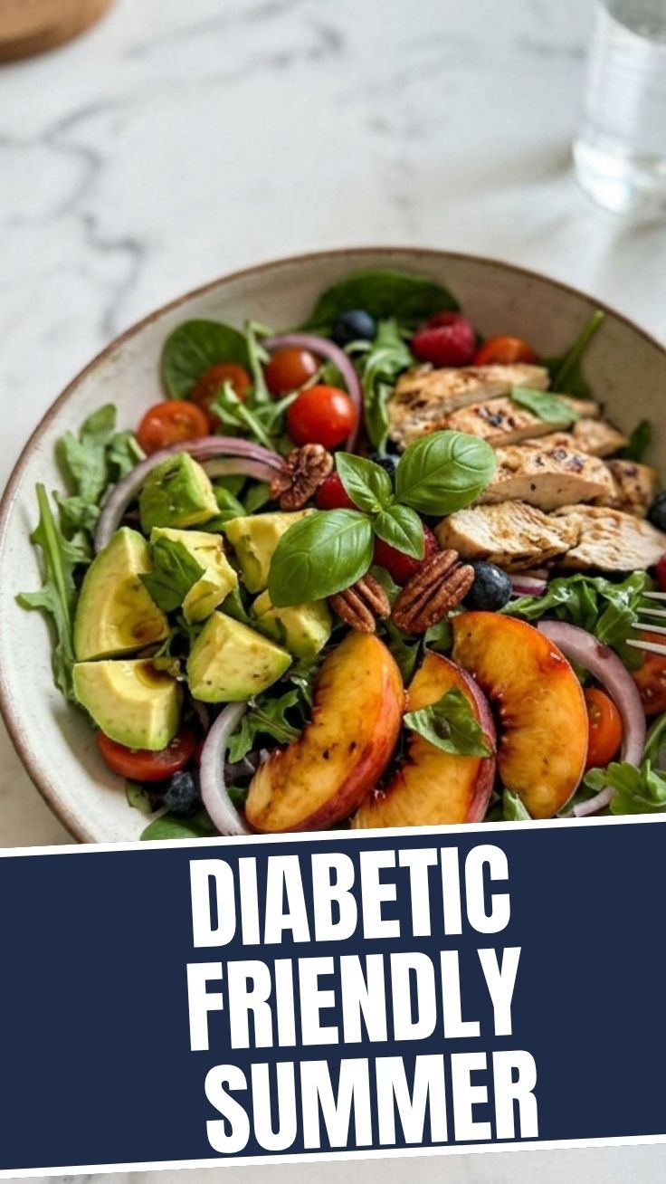 A vibrant array of diabetic friendly summer recipes beautifully arranged
