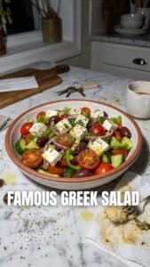 A vibrant Greek salad with fresh ingredients