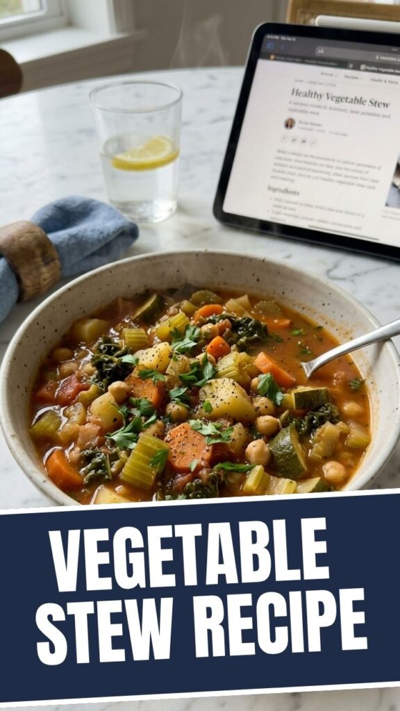 A vibrant bowl of healthy vegetable stew with various colorful vegetables