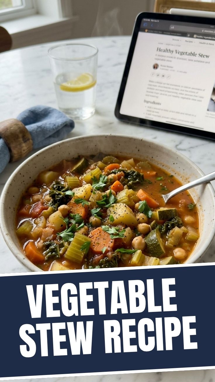 A vibrant bowl of healthy vegetable stew with various colorful vegetables