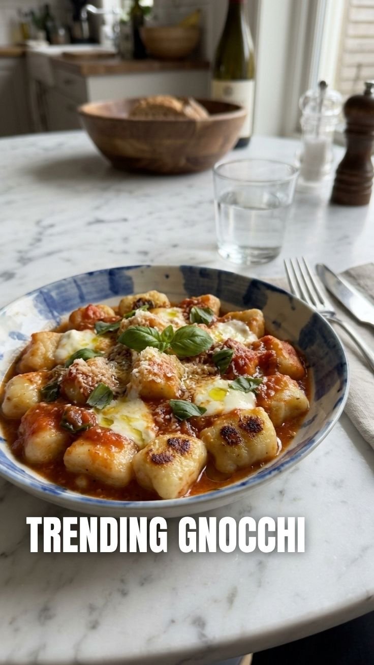 Homemade gnocchi on a floured cutting board