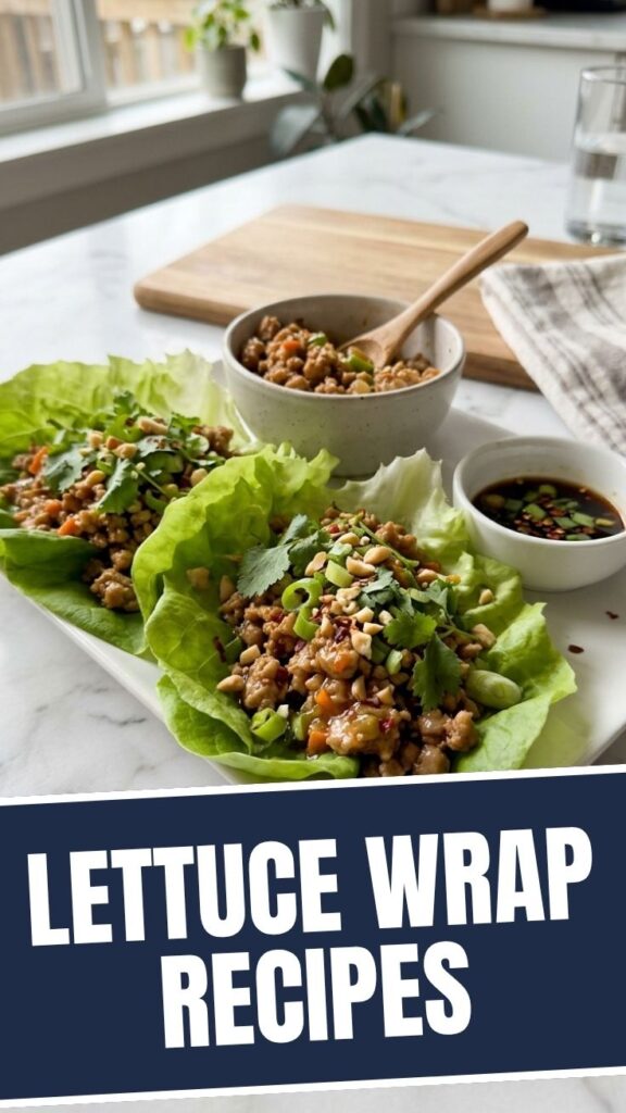 A vibrant plate of low calorie lettuce wrap recipes featuring various fillings