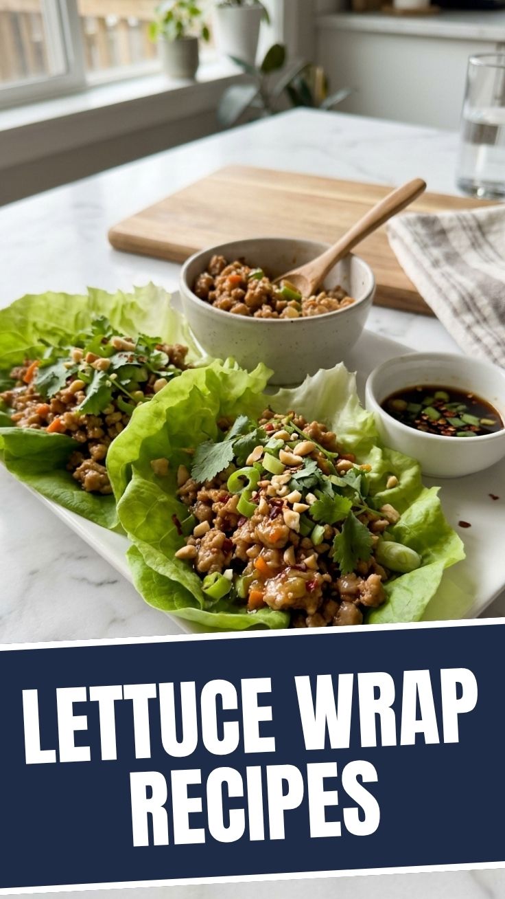 A vibrant plate of low calorie lettuce wrap recipes featuring various fillings