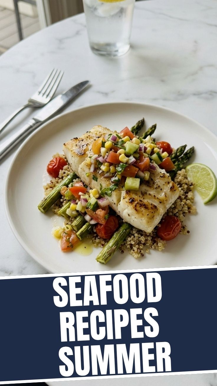 A vibrant plate of low calorie seafood recipes perfect for summer dining.