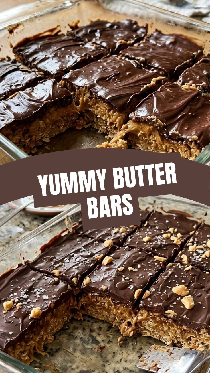 A close-up shot of several no-bake peanut butter bars with a chocolate topping, on a white plate.