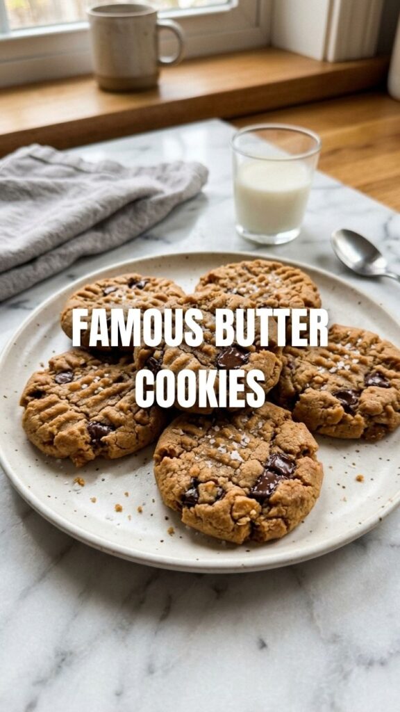 Freshly baked peanut butter cookies with classic fork marks