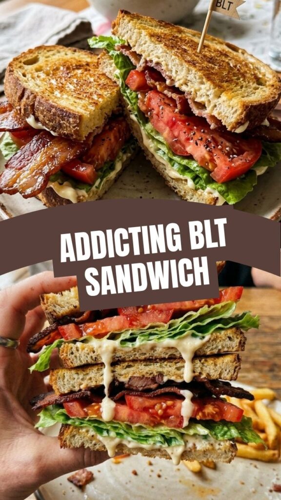A freshly made BLT sandwich with crispy bacon, lettuce, and tomato.