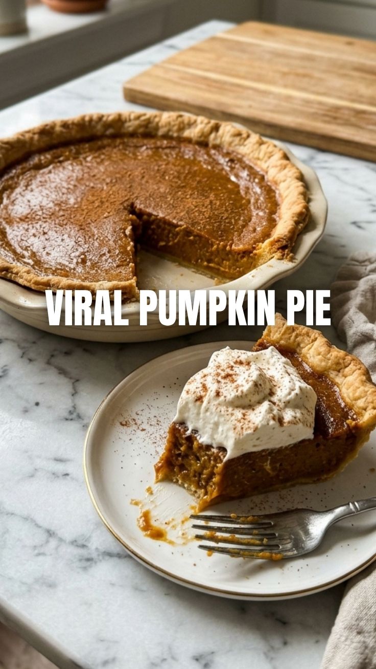 A freshly baked whole pumpkin pie with a golden crust on a cooling rack.
