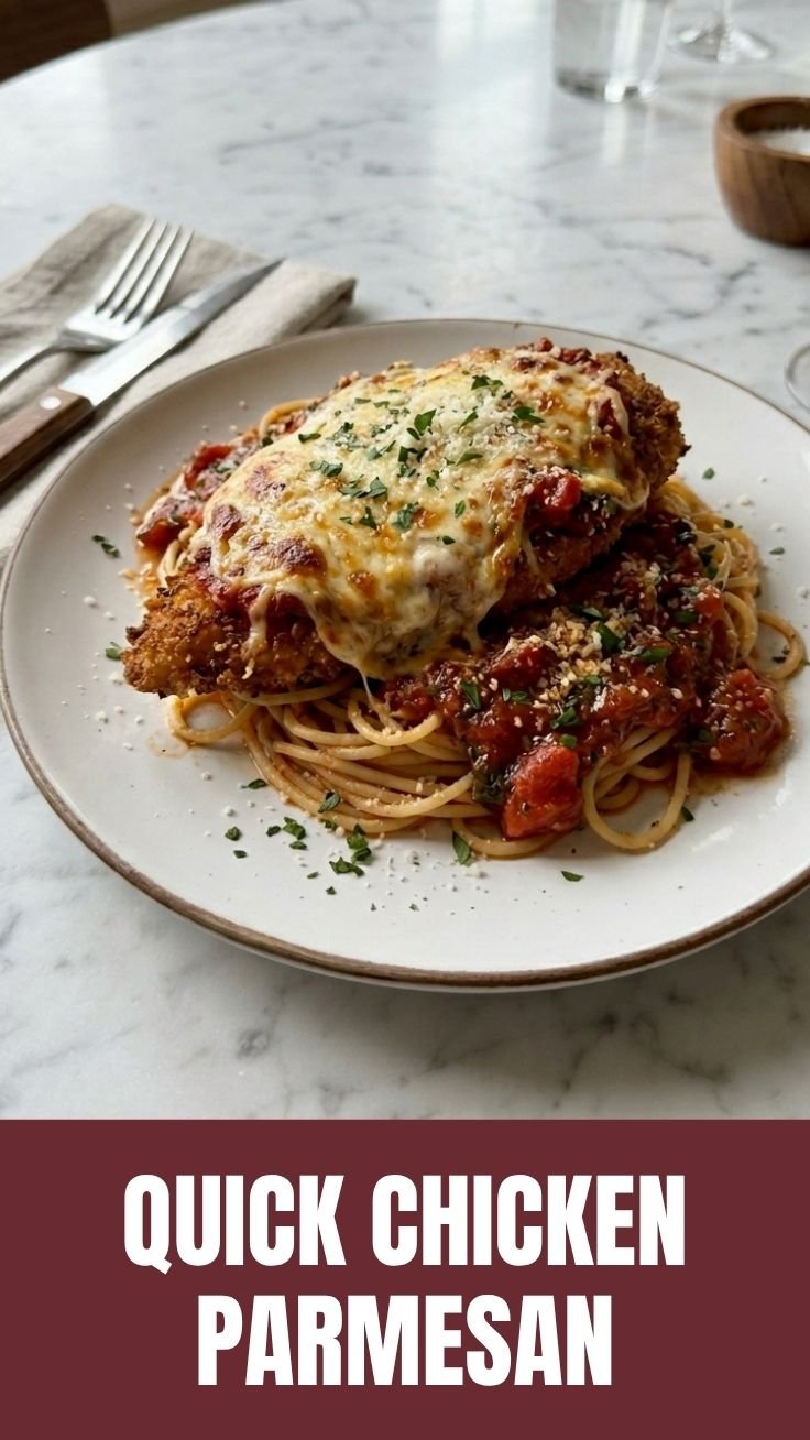 Golden breaded chicken cutlets topped with marinara and melted cheese