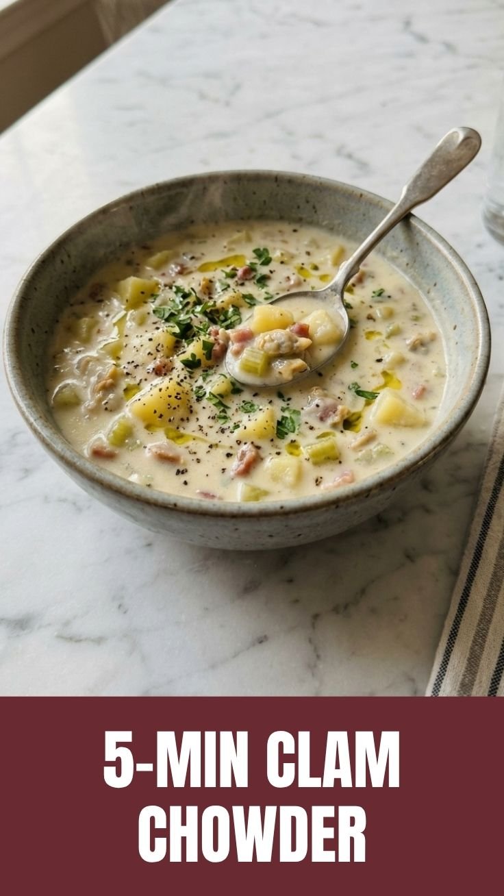 Savory clam chowder bowl