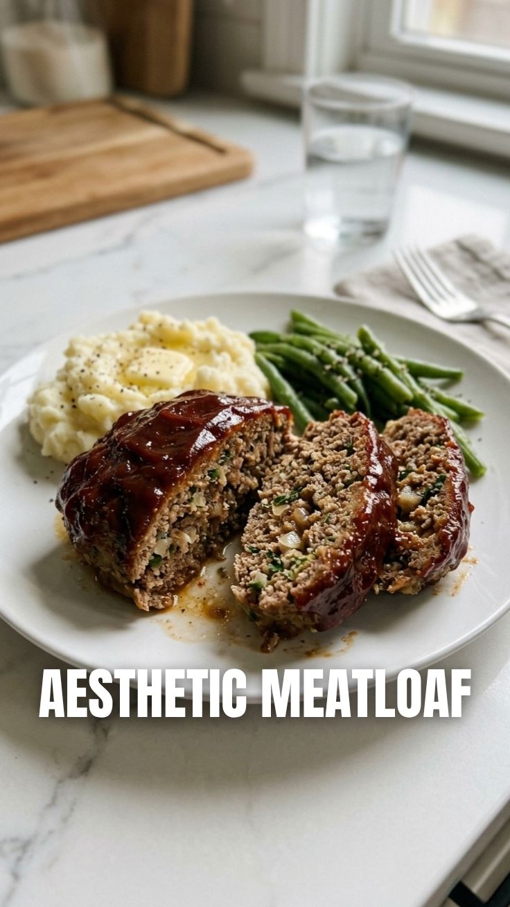 A freshly baked, savory meatloaf, perfectly browned and ready to serve.