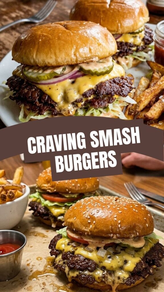 A sizzling smash burger with melted cheese and fresh toppings