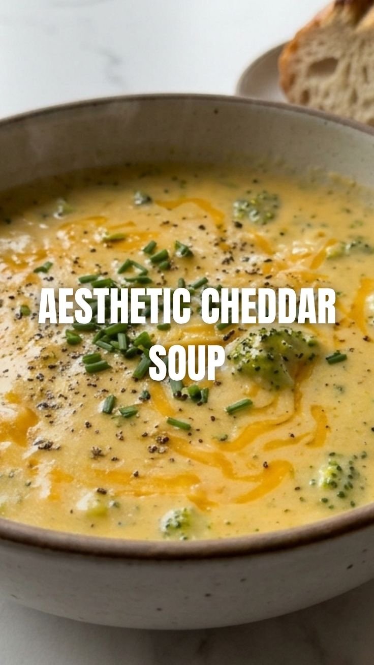 A steaming bowl of broccoli cheddar soup with melted cheese and broccoli pieces
