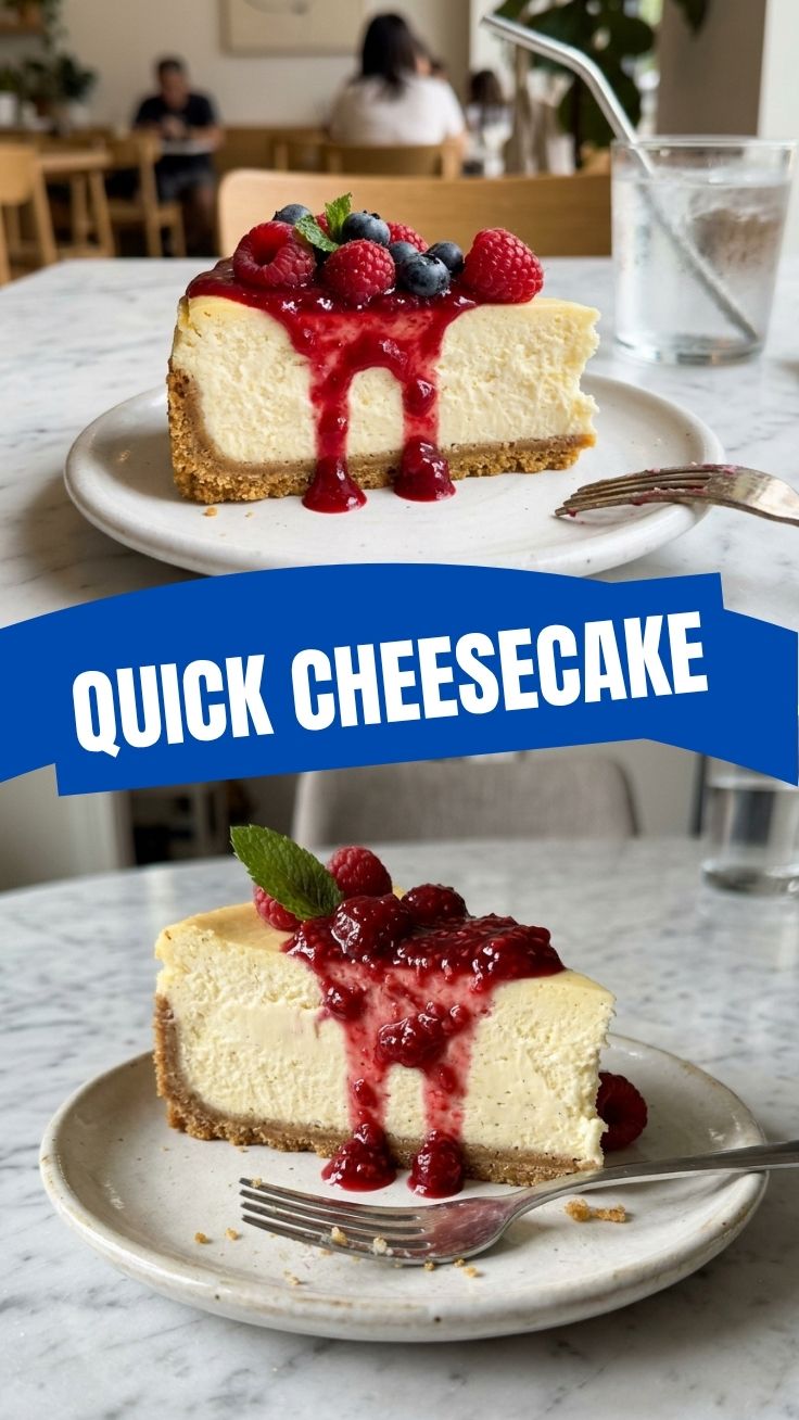 A delectable slice of creamy cheesecake on a white plate