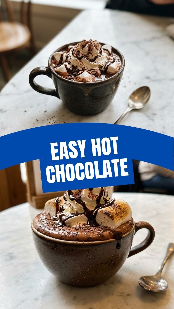 A steaming mug of hot chocolate with marshmallows on a cold day