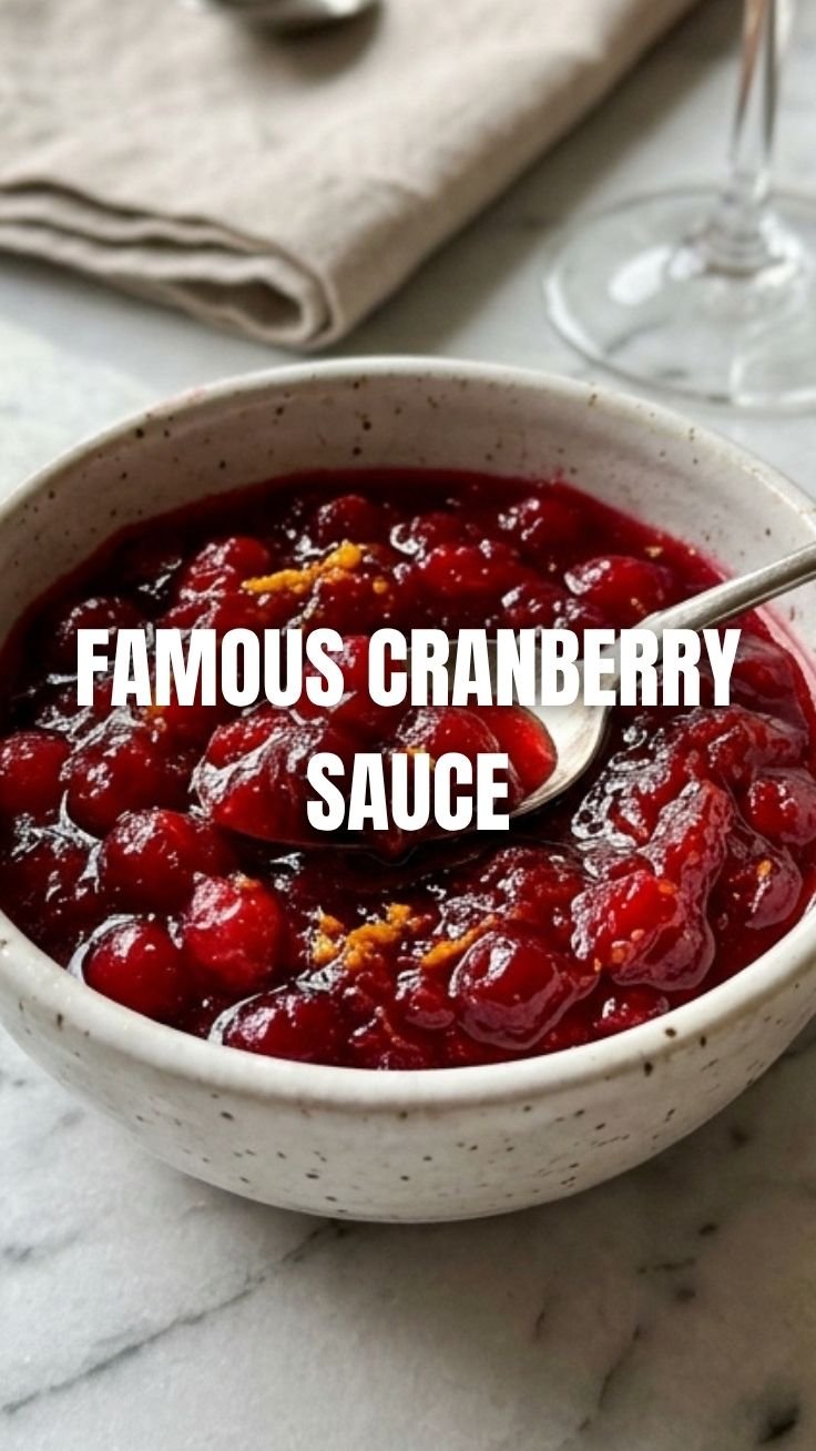 Homemade cranberry sauce in a bowl