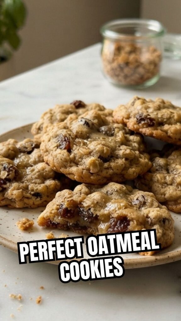 A freshly baked batch of delicious oatmeal cookies cooling on a wire rack