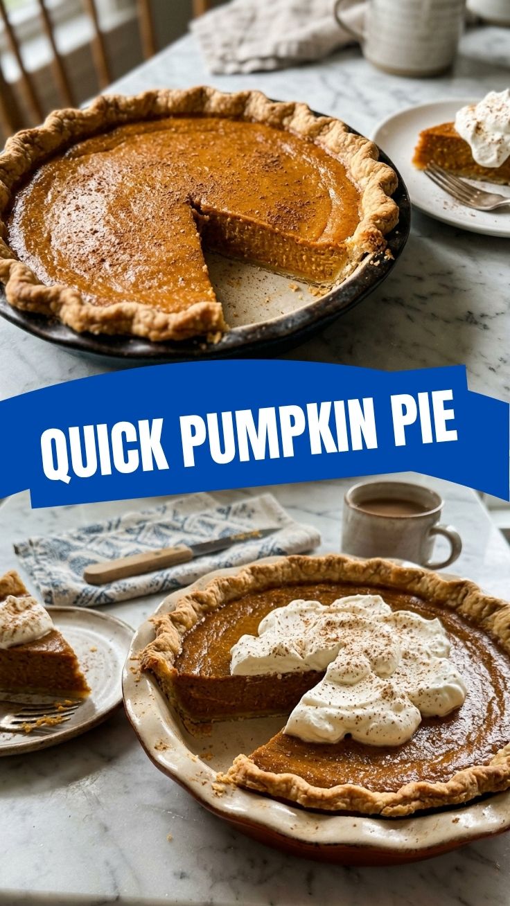 A freshly baked pumpkin pie with a golden-brown crust